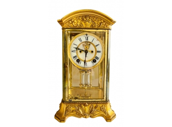 Ansonia Clock Co New York Gold & Glass Clock