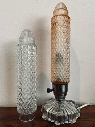 Antique Art Deco Frosted Glass And Metal Skyscraper Lamp