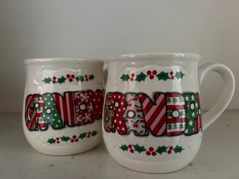 Retro Grandma & Grandpa Patchwork Holiday Mugs