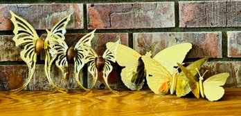 Vintage Butterfly Gold Metal Wall Hanging Decor Lot