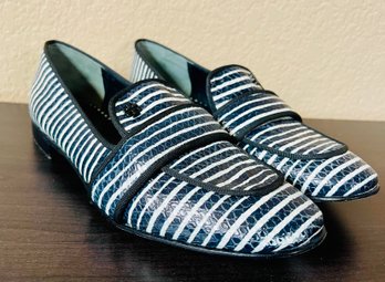 Tory Burch Blue/White Stripe Loafers Women's Size 8