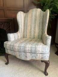 Cream & Blue Stripe Wingback Chair (2 Of 2)