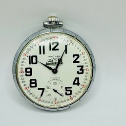 Waltham Railroad Stainless Steel Montgomery Dial Screw Down Back Vintage Pocket Watch Made In France 1959