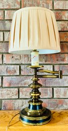 Vintage Swing Arm Table Top Lamp With Pleated Lamp Shade