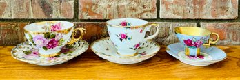 Set Of Three Vintage Tea And Saucer Floral Collectable Sets