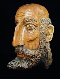 Signed By Artist Hand Carved Head Sculpture