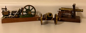 Trio Of Vintage Brass Cannons