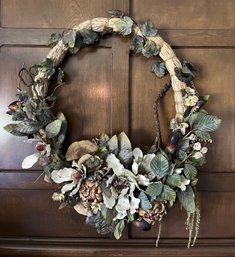 Large Mantle Wreath With Blue And Rust Magnolia