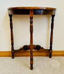 Vintage Half Round Wood End Table