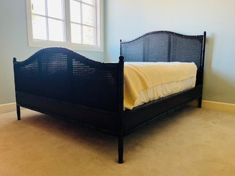 Vintage Rattan Queen Size Bed Frame With Mattress