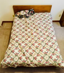 Vintage Mid-century Full Bed Frame And Mattress With Bedding