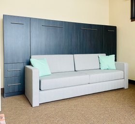 Murphy Bed With Shelves, Verlo Mattress And Modern Sofa