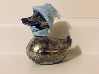 Vintage Duck Silver Plate Coin Bank