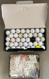 Large Lot Of Golf Tees & Golf Balls
