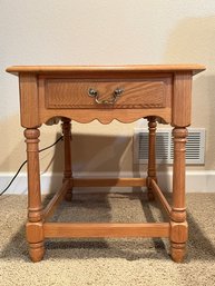 1990s Ethan Allen Canterbury Traditional Oak 1 Drawer Side / End Table
