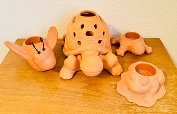 Terracotta Set Of Animal Candle Holders