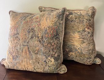 Pair Of Large Tapestry Throw Pillows