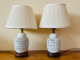 Vintage Blanc De Chine Style Table Lamps