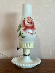Vintage Electric Hurricane Milk Glass Lamp