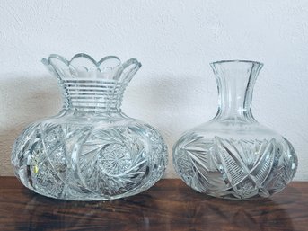 Cut Glass Decanter And Vase