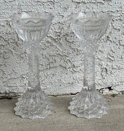 Pair Of Glass Candle Holders