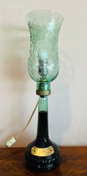 Vintage Vino Rosso Conte Wine Bottle Glass Hurricane Lamp