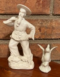 Pair Of Lenwile Fine China Figures From Japan Including Fisherman