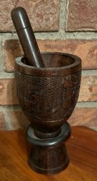 Vintage Wooden African American Mortar & Pestal