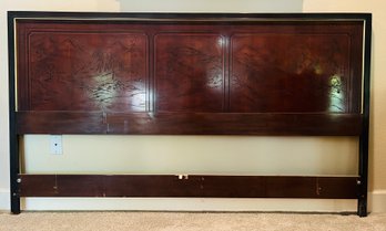 Drexel Heritage Mahogany Chinoiserie Kind Bed Headboard