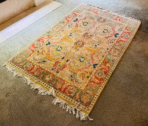 Hand Knotted Colorful Accent Rug