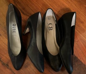 Two Pair Of Womens Black Heels Size 9