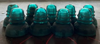 Nine Aqua  Hemmingray Glass Insulators