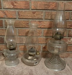 Trio Of Assorted Glass Oil Lamps