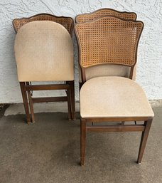 Trio Of Woven Wooden Folding Chairs