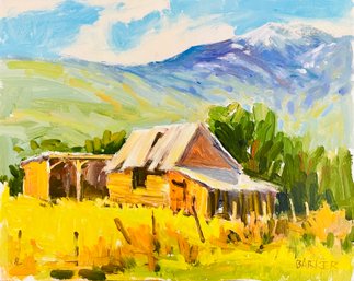 Jim Barker Signed Ranch Near Eagle Nest - Acrylic Painting On Board- Unframed