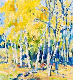 Jim Barker Signed Aspen Grove - Acrylic Painting On Canvas- Unframed