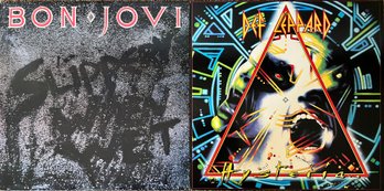 LPs - Bon Jovi: Slippery When Wet, Def Leppard: Hysteria. Vinyl Records