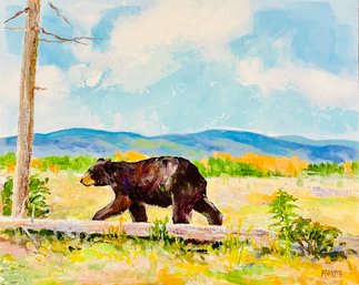 Jim Barker Signed Bear- Acrylic Painting On Board- Unframed