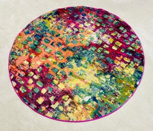 Abstract Multicolor Round Area Rug, 1 Of 2