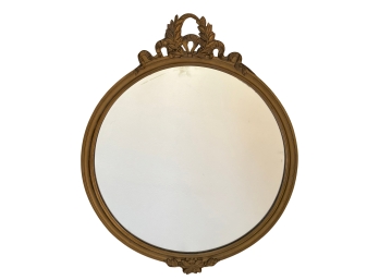 Wood Floral Applique Round Vintage Mirror