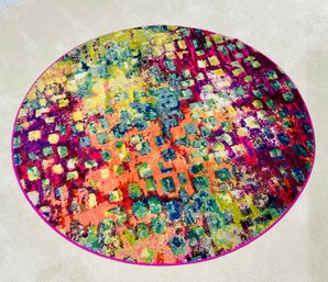 Abstract Multicolor Round Area Rug, 2 Of 2