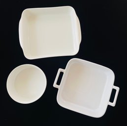 Trio Of White Casserole Dishes, Incl. Pillivuyt French Porcelain And More