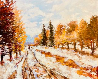 Jim Barker Signed Pine Trail Acrylic Painting, Unframed