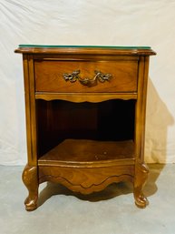 Cherry Nightstand With Glass Top