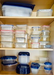 Large Lot Of Plastic Containers, Incl. Snap Tops And More
