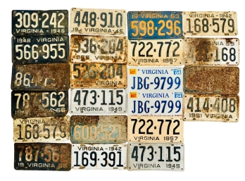 Collection Of Vintage Virginia License Plates