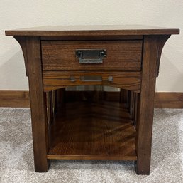 Wood Mission-Style Side Table (1 Of 2)