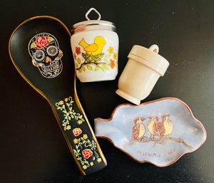 Assorted Lot Of Decor, Incl. A Sugar Skull Spoon And More