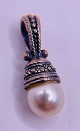 Sterling Silver And Faux Pearl Pendant