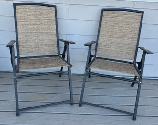 Pair Of Metal Folding Patio Chairs